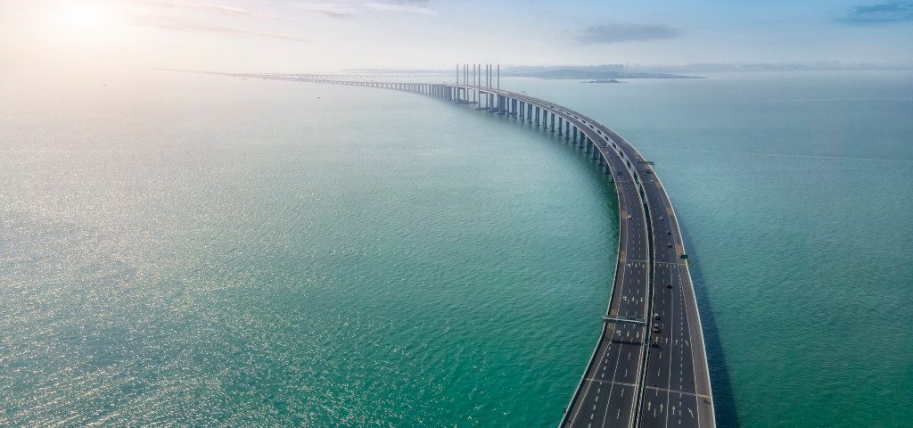 Aerial photography of Qingdao Jiaozhou Bay Bridge
